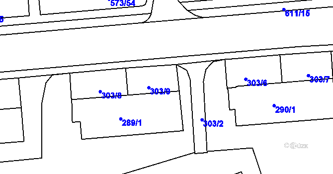Parcela st. 303/9 v KÚ Tuhnice, Katastrální mapa