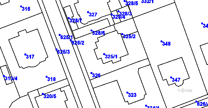 Parcela st. 325/1 v KÚ Tuhnice, Katastrální mapa