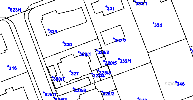 Parcela st. 328/2 v KÚ Tuhnice, Katastrální mapa
