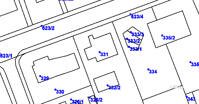 Parcela st. 331 v KÚ Tuhnice, Katastrální mapa