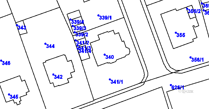 Parcela st. 340 v KÚ Tuhnice, Katastrální mapa