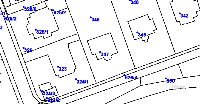 Parcela st. 347 v KÚ Tuhnice, Katastrální mapa