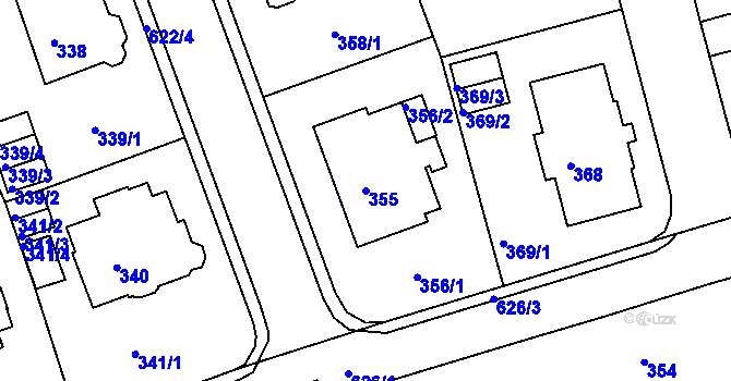 Parcela st. 355 v KÚ Tuhnice, Katastrální mapa