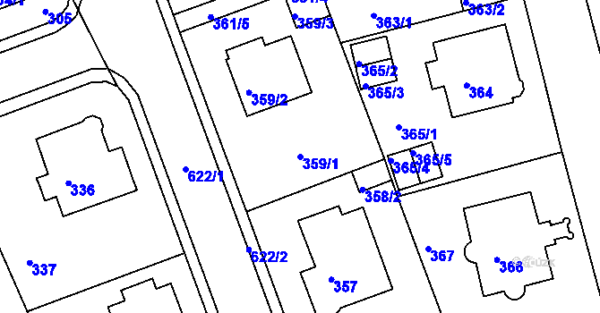 Parcela st. 359/1 v KÚ Tuhnice, Katastrální mapa