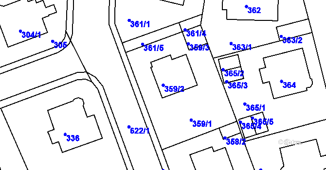 Parcela st. 359/2 v KÚ Tuhnice, Katastrální mapa