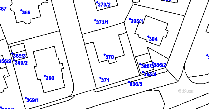 Parcela st. 370 v KÚ Tuhnice, Katastrální mapa