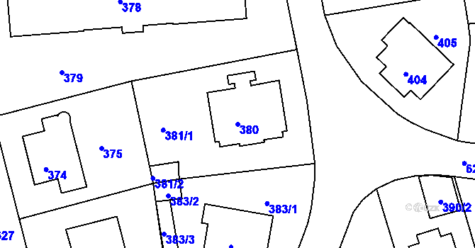 Parcela st. 380 v KÚ Tuhnice, Katastrální mapa
