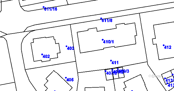 Parcela st. 410/1 v KÚ Tuhnice, Katastrální mapa