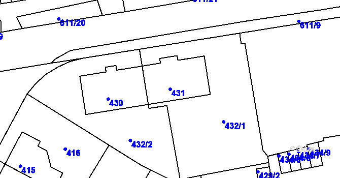 Parcela st. 431 v KÚ Tuhnice, Katastrální mapa