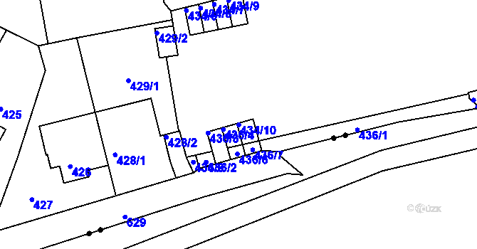 Parcela st. 434/10 v KÚ Tuhnice, Katastrální mapa