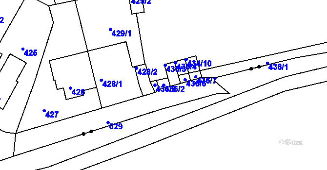 Parcela st. 436/2 v KÚ Tuhnice, Katastrální mapa