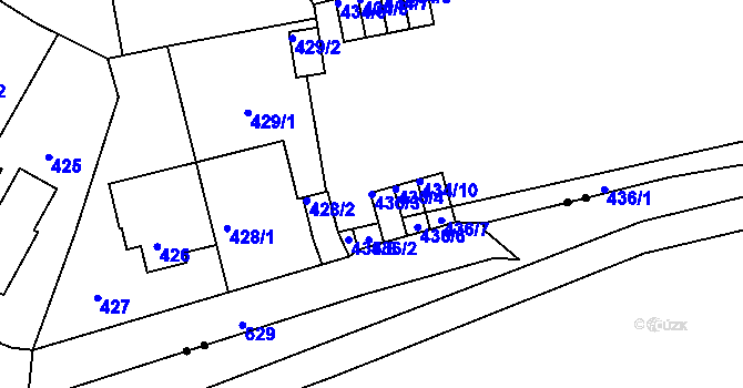 Parcela st. 436/3 v KÚ Tuhnice, Katastrální mapa