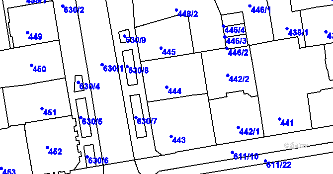 Parcela st. 444 v KÚ Tuhnice, Katastrální mapa
