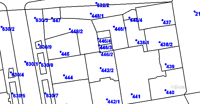 Parcela st. 446/2 v KÚ Tuhnice, Katastrální mapa
