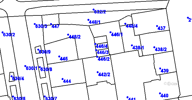 Parcela st. 446/3 v KÚ Tuhnice, Katastrální mapa