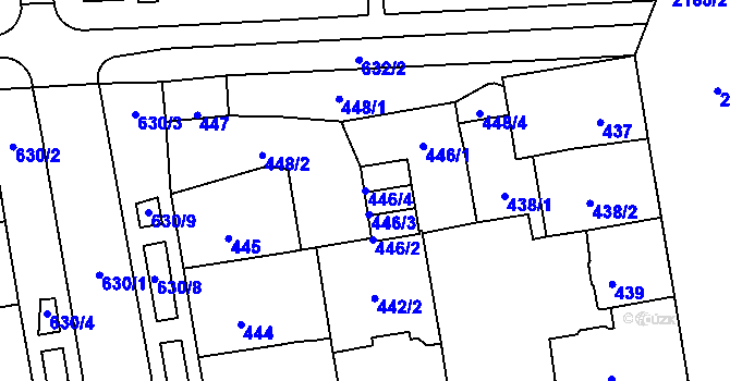 Parcela st. 446/4 v KÚ Tuhnice, Katastrální mapa