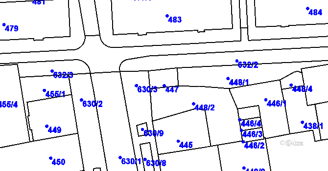 Parcela st. 447 v KÚ Tuhnice, Katastrální mapa