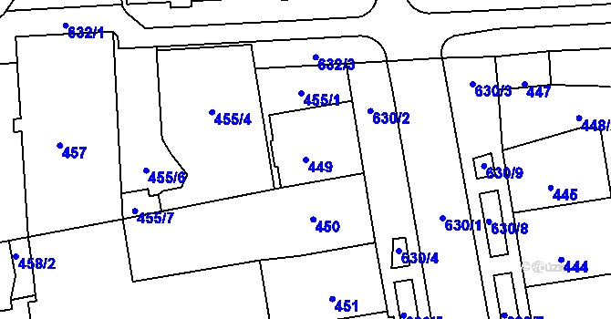 Parcela st. 449 v KÚ Tuhnice, Katastrální mapa