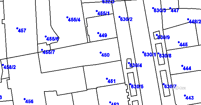 Parcela st. 450 v KÚ Tuhnice, Katastrální mapa