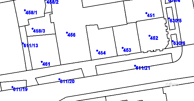 Parcela st. 454 v KÚ Tuhnice, Katastrální mapa