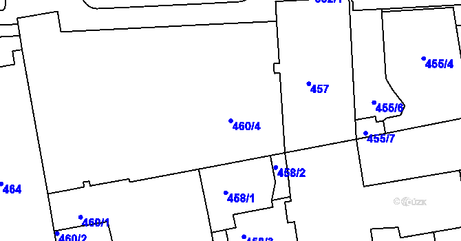 Parcela st. 460/4 v KÚ Tuhnice, Katastrální mapa