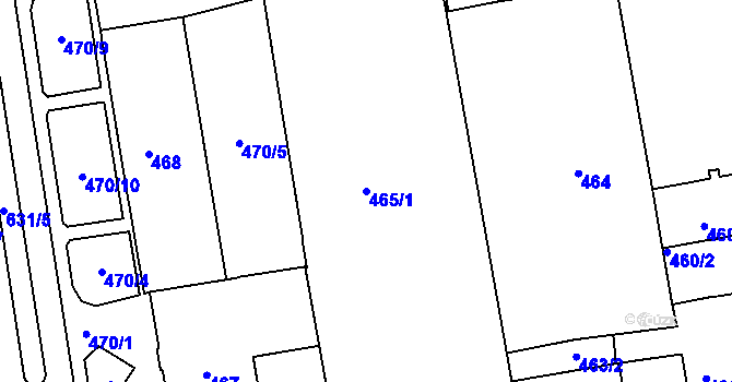Parcela st. 465/1 v KÚ Tuhnice, Katastrální mapa