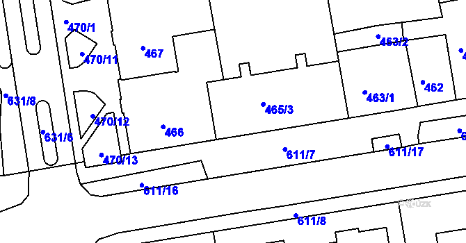 Parcela st. 465/3 v KÚ Tuhnice, Katastrální mapa
