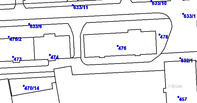 Parcela st. 476 v KÚ Tuhnice, Katastrální mapa