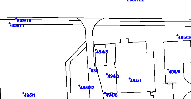 Parcela st. 494/5 v KÚ Tuhnice, Katastrální mapa