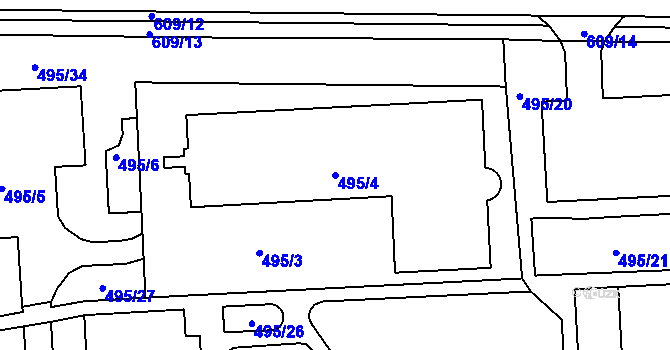 Parcela st. 495/4 v KÚ Tuhnice, Katastrální mapa
