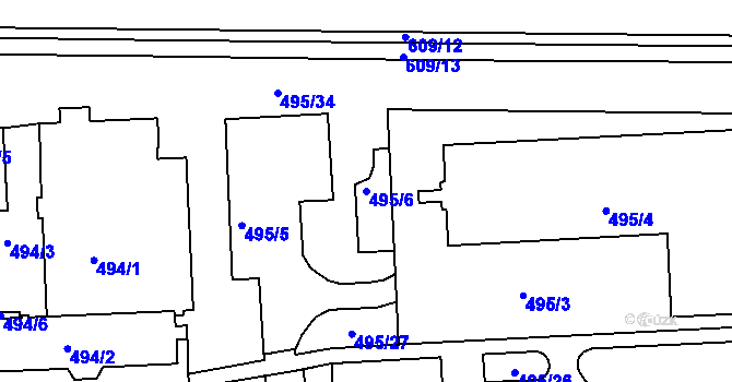 Parcela st. 495/6 v KÚ Tuhnice, Katastrální mapa