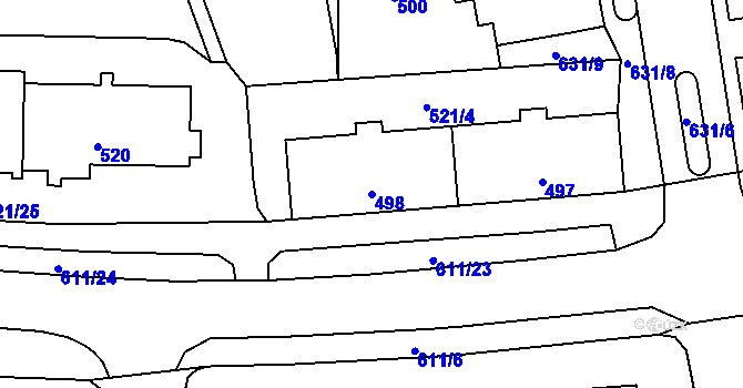 Parcela st. 498 v KÚ Tuhnice, Katastrální mapa