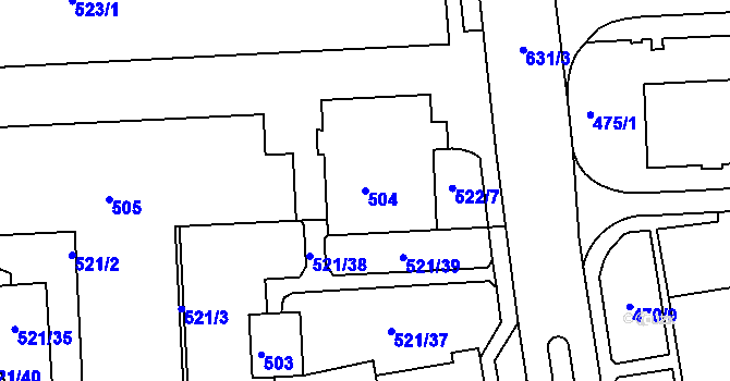 Parcela st. 504 v KÚ Tuhnice, Katastrální mapa