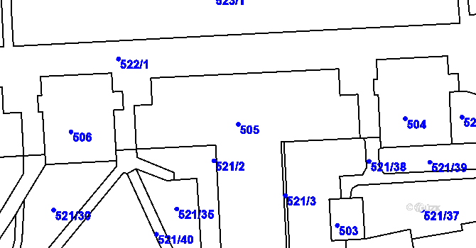Parcela st. 505 v KÚ Tuhnice, Katastrální mapa