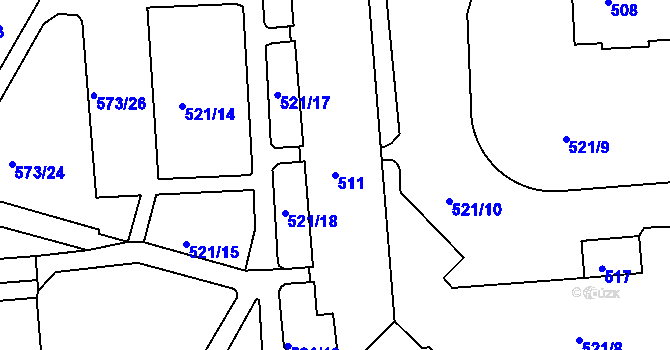Parcela st. 511 v KÚ Tuhnice, Katastrální mapa