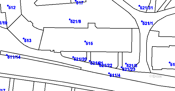 Parcela st. 515 v KÚ Tuhnice, Katastrální mapa