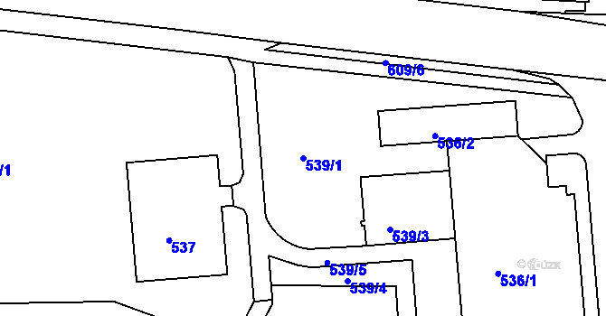 Parcela st. 539/1 v KÚ Tuhnice, Katastrální mapa