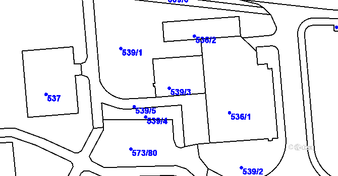 Parcela st. 539/3 v KÚ Tuhnice, Katastrální mapa