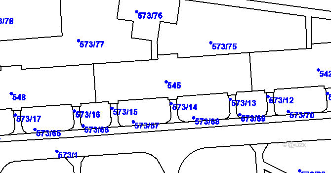 Parcela st. 545 v KÚ Tuhnice, Katastrální mapa