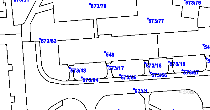 Parcela st. 548 v KÚ Tuhnice, Katastrální mapa