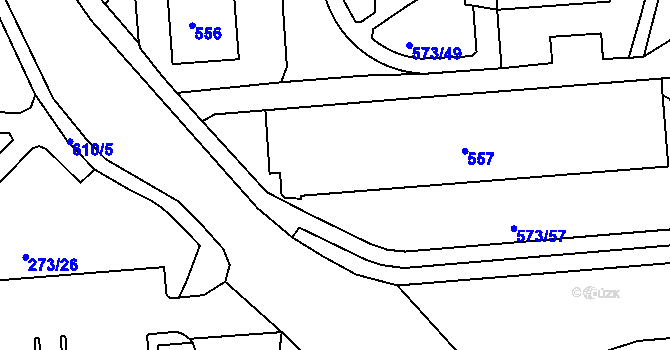 Parcela st. 557 v KÚ Tuhnice, Katastrální mapa