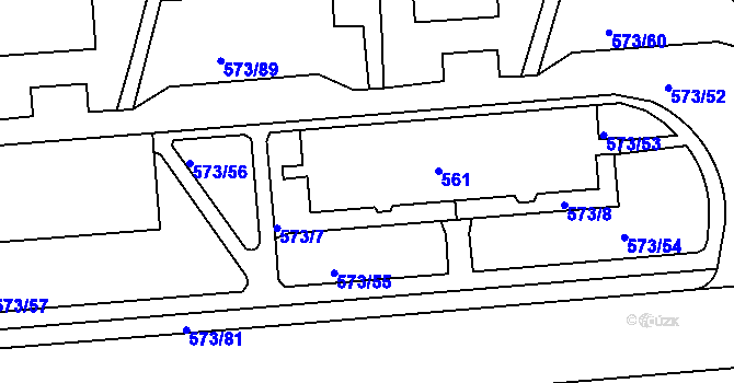 Parcela st. 560 v KÚ Tuhnice, Katastrální mapa
