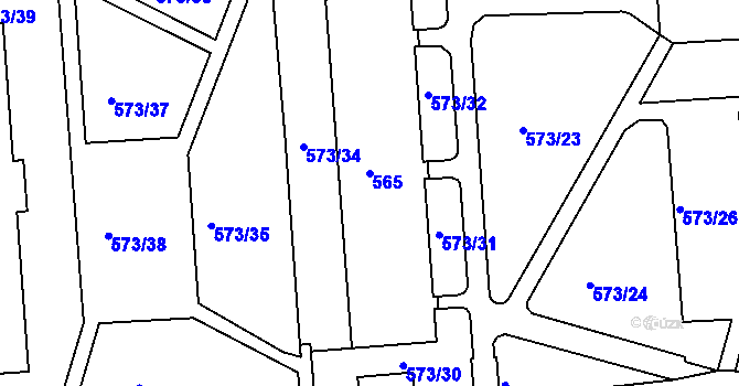 Parcela st. 565 v KÚ Tuhnice, Katastrální mapa