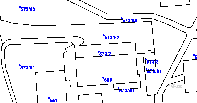 Parcela st. 573/2 v KÚ Tuhnice, Katastrální mapa
