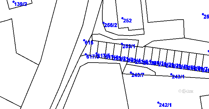 Parcela st. 617/4 v KÚ Tuhnice, Katastrální mapa