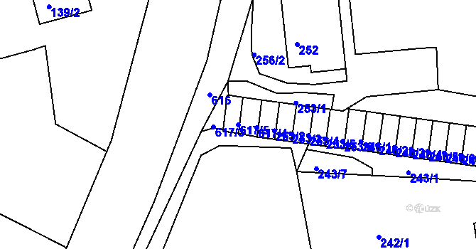 Parcela st. 617/5 v KÚ Tuhnice, Katastrální mapa