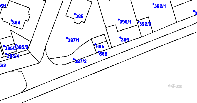 Parcela st. 666 v KÚ Tuhnice, Katastrální mapa