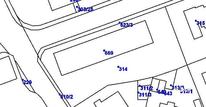 Parcela st. 669 v KÚ Tuhnice, Katastrální mapa