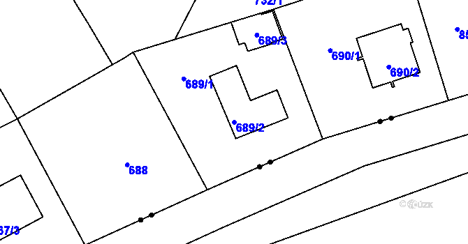 Parcela st. 689/2 v KÚ Tuhnice, Katastrální mapa
