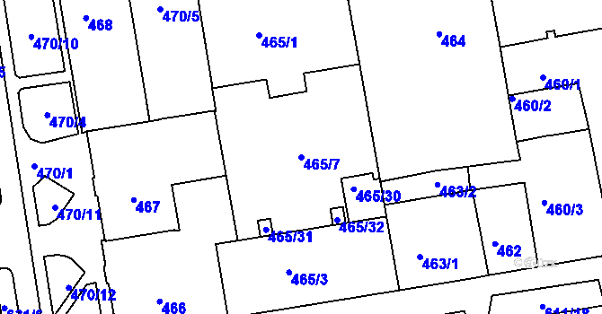 Parcela st. 465/7 v KÚ Tuhnice, Katastrální mapa